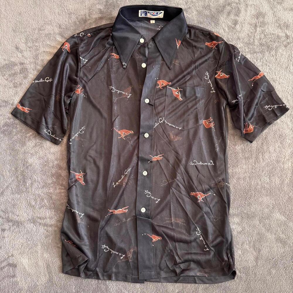 Golf Sheer Button-Up Short Sleeve Shirt Sheer Black Size L